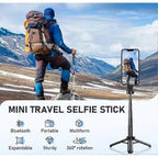 Selfie Stick, trípode universal de rotación de 360° con control remoto, trípode portátil extensible para viajes blogs