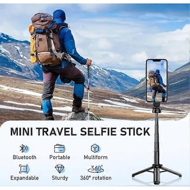 Selfie Stick, trípode universal de rotación de 360° con control remoto, trípode portátil extensible para viajes blogs